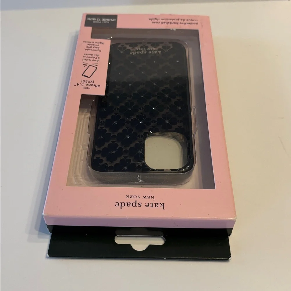 Kate Spade Apple iPhone 12 Mini Protective Hardshell Case in Black Spade